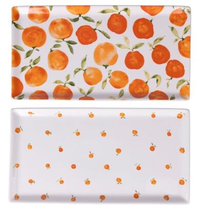 Tivoli Fruit Life Rechteckiger Teller aus Porzellan, 31,6 x 16,8 cm, Orange, 4 Stück Tivoli Fruit Life Rechteckiger Teller aus Porzellan, 31,6 x 16,8 cm, Orange, 4 Stück