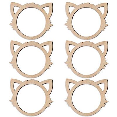 KLEINLAUT Serviettenring Dekorative Tischdeko aus Holz 6er Set Motiv: Katze KLEINLAUT Serviettenring Dekorative Tischdeko aus Holz 6er Set Motiv: Katze