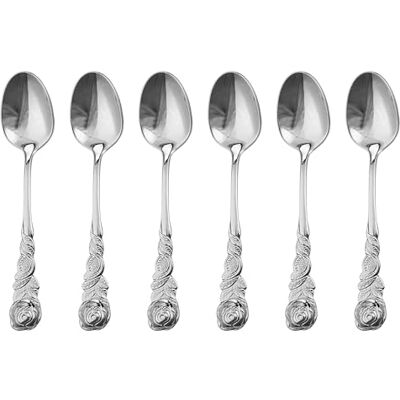 GRÄWE Espressolöffel 6-teilig, Edelstahl, Serie Rosendekor, silberfarben GRÄWE Espressolöffel 6-teilig, Edelstahl, Serie Rosendekor, silberfarben