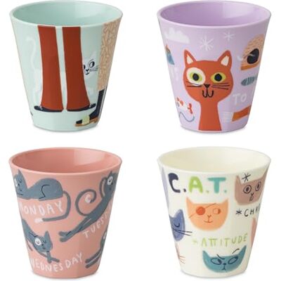Koziol NORA CUP M Becher 300 ml handillustriertes Dekor, bruchfest, stapelbar biozirkulärer Kunststoff, spülmaschinengeeignet, melaminfrei ideal für Küche Picknick Party (4, PURRS) Koziol NORA CUP M Becher 300 ml handillustriertes Dekor, bruchfest, stapelbar biozirkulärer Kunststoff, spülmaschinengeeignet, melaminfrei ideal für Küche Picknick Party (4, PURRS)