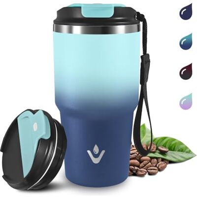 Grsta Thermobecher mit Trageriemen, 20oz Kafferbecher to Go, 8h Heiß und 6h Kalt, Vakuumisoliert Trinkbecher Isoliert, Auslaufsicher Isolierbecher, Thermobecher für Heiß Kaltgetränke Grsta Thermobecher mit Trageriemen, 20oz Kafferbecher to Go, 8h Heiß und 6h Kalt, Vakuumisoliert Trinkbecher Isoliert, Auslaufsicher Isolierbecher, Thermobecher für Heiß Kaltgetränke