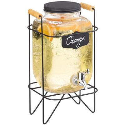 Relaxdays Getränkespender mit Ständer, Limobehälter 4 l, Zapfhahn und Deckel, Wasserspender, Glas, transparent/schwarz Relaxdays Getränkespender mit Ständer, Limobehälter 4 l, Zapfhahn und Deckel, Wasserspender, Glas, transparent/schwarz