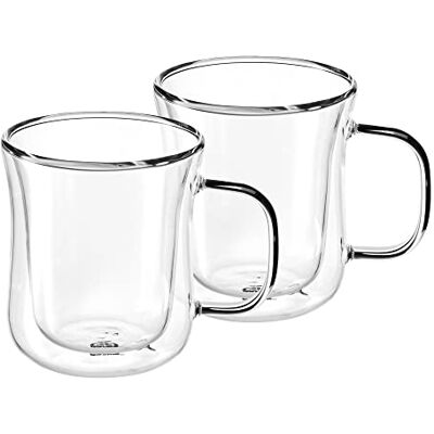 GRÄWE Doppelwandige-Thermogläser mit Henkel, 250ml, 2er Set, geschwungen GRÄWE Doppelwandige-Thermogläser mit Henkel, 250ml, 2er Set, geschwungen