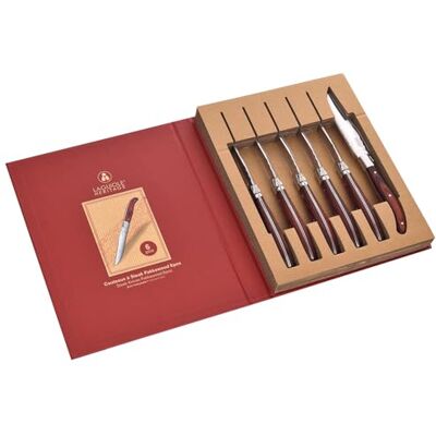 LAGUIOLE HERITAGE Steakmesser Set 6-teilig – Edelstahl Steakmesser mit edlem Holzgriff – Handgefertigtes Laguiole Besteck in Geschenkbox – Premium Fleischmesser für Steak, Grill & BBQ LAGUIOLE HERITAGE Steakmesser Set 6-teilig – Edelstahl Steakmesser mit edlem Holzgriff – Handgefertigtes Laguiole Besteck in Geschenkbox – Premium Fleischmesser für Steak, Grill & BBQ