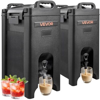 VEVOR isolierter Getränkespender 19 L, Heiß- und Kaltgetränkespender mit Zapfhahn & Griff, lebensmittelechter Thermo-Getränkespender-Kühler für Tee Kaffee Wasser in Cafés und Restaurants, Schwarz VEVOR isolierter Getränkespender 19 L, Heiß- und Kaltgetränkespender mit Zapfhahn & Griff, lebensmittelechter Thermo-Getränkespender-Kühler für Tee Kaffee Wasser in Cafés und Restaurants, Schwarz