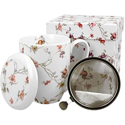 DUO FLORAL Becher 380 ml SAFA mit Teesieb, New Bone China Porzellan DUO FLORAL Becher 380 ml SAFA mit Teesieb, New Bone China Porzellan