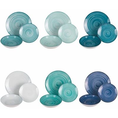 Tivoli Baita Acqua Tafelservice 18-teilig aus Porzellan, 6 verschiedene Plätze Tivoli Baita Acqua Tafelservice 18-teilig aus Porzellan, 6 verschiedene Plätze