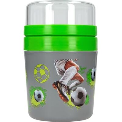 Depesche 14266 Action World Fußball to-Go Müslibecher in Grün und Grau, mit Fußball Motiv, Becher mit Dichtungsring und transparentem Deckel, Füllmenge ca. 500 ml+200 ml Depesche 14266 Action World Fußball to-Go Müslibecher in Grün und Grau, mit Fußball Motiv, Becher mit Dichtungsring und transparentem Deckel, Füllmenge ca. 500 ml+200 ml