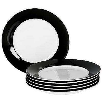 Van Well Vario Frühstücksteller-Set, Ø 20cm, Weiß mit Schwarz 6-teilig Teller Set Schwarz Weiß Van Well Vario Frühstücksteller-Set, Ø 20cm, Weiß mit Schwarz 6-teilig Teller Set Schwarz Weiß