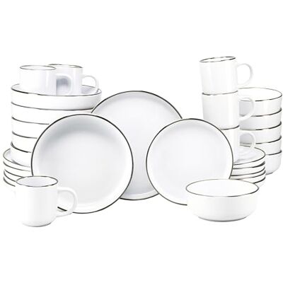 Creatable , 24799, Serie Nordic Festive Weiss, 30-teiliges Geschirrset für 6 Personen, Kombiservice aus Steinzeug, spülmaschinen- und mikrowellengeeignet, Qualitätsproduktion Creatable , 24799, Serie Nordic Festive Weiss, 30-teiliges Geschirrset für 6 Personen, Kombiservice aus Steinzeug, spülmaschinen- und mikrowellengeeignet, Qualitätsproduktion