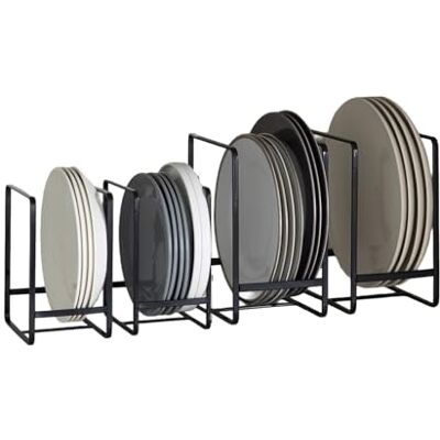 Wintem Abtropfgestell, vertikal, aus Metall, Set mit 4 Stück, doppelte Größe, für Küche und Spüle, platzsparend, für Teller, Schneidebretter und Tabletts Wintem Abtropfgestell, vertikal, aus Metall, Set mit 4 Stück, doppelte Größe, für Küche und Spüle, platzsparend, für Teller, Schneidebretter und Tabletts