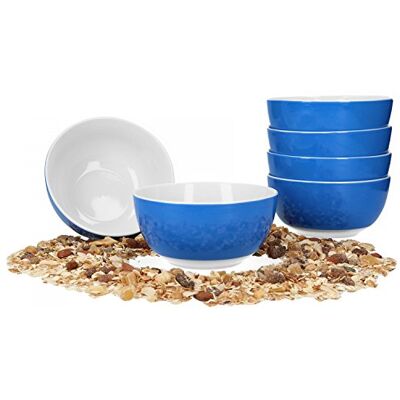 Van Well Vario Müslischalen-Set 6-teilig Schalen-Service für 6 Personen tiefe Suppen-Schüssel 14cm Porzellan-Set innen weiß & außen Blau Salat-Schüssel mikrowellengeeignet Van Well Vario Müslischalen-Set 6-teilig Schalen-Service für 6 Personen tiefe Suppen-Schüssel 14cm Porzellan-Set innen weiß & außen Blau Salat-Schüssel mikrowellengeeignet