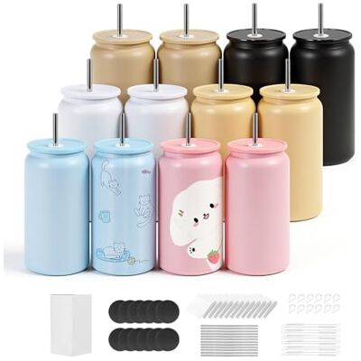VEVOR Sublimationsbecher 12 Stk. (473 mL), Mehrfarbige Sublimationsthermobecher aus Edelstahl mit Deckeln & Strohhalm, Doppelwandige Isolierte Sublimationstrinkflaschen für DIY-Projekte Geschenke VEVOR Sublimationsbecher 12 Stk. (473 mL), Mehrfarbige Sublimationsthermobecher aus Edelstahl mit Deckeln & Strohhalm, Doppelwandige Isolierte Sublimationstrinkflaschen für DIY-Projekte Geschenke