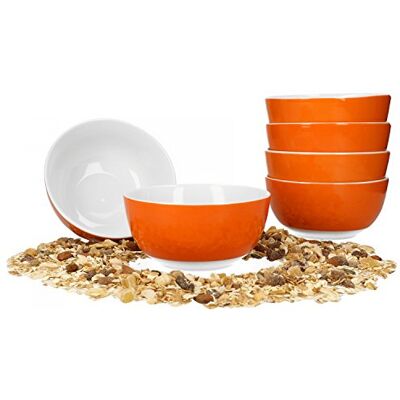 Van Well Vario Müslischalen-Set 6-teilig Schalen-Service für 6 Personen tiefe Suppen-Schüssel 14cm Porzellan-Set innen weiß & außen Orange Salat-Schüssel mikrowellengeeignet Van Well Vario Müslischalen-Set 6-teilig Schalen-Service für 6 Personen tiefe Suppen-Schüssel 14cm Porzellan-Set innen weiß & außen Orange Salat-Schüssel mikrowellengeeignet