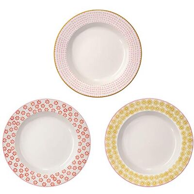 Bloomingville Suppenteller Susie, rot rosa gelb, Keramik, 3er Set Bloomingville Suppenteller Susie, rot rosa gelb, Keramik, 3er Set