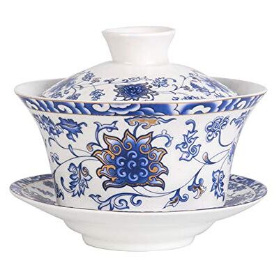Liang baobao Traditionelles Gaiwan Teeset mit Deckel und Untertasse Gongfu Teetasse Porzellan Lotus Design Teetassen 300 ml Liang baobao Traditionelles Gaiwan Teeset mit Deckel und Untertasse Gongfu Teetasse Porzellan Lotus Design Teetassen 300 ml