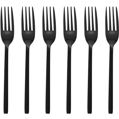 GRÄWE Dessertgabeln 6er Set, kleine Gabeln, Kuchengabeln, spülmaschinengeeignet, Dessertbesteck, Kuchenbesteck, Tortengabel, 6 Personen, Edelstahl, schwarz, Serie Lissabon GRÄWE Dessertgabeln 6er Set, kleine Gabeln, Kuchengabeln, spülmaschinengeeignet, Dessertbesteck, Kuchenbesteck, Tortengabel, 6 Personen, Edelstahl, schwarz, Serie Lissabon