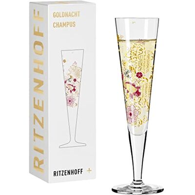 RITZENHOFF 1071023 Champagnerglas 200 ml Serie Goldnacht Nr. 23 Edles Designerstück mit Echt-Gold Made in Germany RITZENHOFF 1071023 Champagnerglas 200 ml Serie Goldnacht Nr. 23 Edles Designerstück mit Echt-Gold Made in Germany