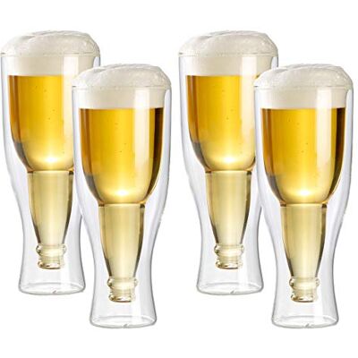 infactory Thermo Bierglas: Doppelwandiges Bierglas 0,33 l im 4er-Set (Geschenk, Doppel, Becher) infactory Thermo Bierglas: Doppelwandiges Bierglas 0,33 l im 4er-Set (Geschenk, Doppel, Becher)