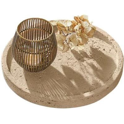 Loberon Tablett Caleneuve, beige Echter Travertin mit Naturstruktur, Erdige Farbgebung, Jedes Tablett ein Unikat Loberon Tablett Caleneuve, beige Echter Travertin mit Naturstruktur, Erdige Farbgebung, Jedes Tablett ein Unikat