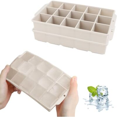 JOPHEK Eiswürfelform, 2 Stück 30 Fach Silikon Eiswürfelschale, Große Quadratische Eiswürfel 3.5cm für Cocktails Whisky Wein Obst Fruchtpürees Eiscreme Eistee (Beige+Beige) JOPHEK Eiswürfelform, 2 Stück 30 Fach Silikon Eiswürfelschale, Große Quadratische Eiswürfel 3.5cm für Cocktails Whisky Wein Obst Fruchtpürees Eiscreme Eistee (Beige+Beige)