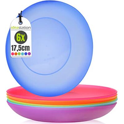 idea-station NEO Plastikteller bunt 6 Stück 17.5 cm Kinderteller BPA-frei + Mehrweg + Bruchsicher Kunststoffteller im 6er Set bunte Teller aus Plastik sind perfekt für Kinder und Camping idea-station NEO Plastikteller bunt 6 Stück 17.5 cm Kinderteller BPA-frei + Mehrweg + Bruchsicher Kunststoffteller im 6er Set bunte Teller aus Plastik sind perfekt für Kinder und Camping