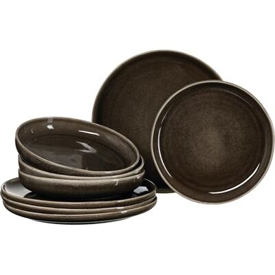 Ritzenhoff & Breker Tafelset Eda Umbra, 8-teilig, Speiseteller (27,5 cm) und Suppenteller (22,5 cm) für 4 Personen, Geschirr aus Reaktivglasur, Steingut, Braun Ritzenhoff & Breker Tafelset Eda Umbra, 8-teilig, Speiseteller (27,5 cm) und Suppenteller (22,5 cm) für 4 Personen, Geschirr aus Reaktivglasur, Steingut, Braun