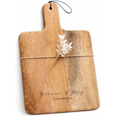 Schön Manufaktur Personalisiertes Hochzeitsgeschenk für Brautpaar – Schneidebrett mit Gravur Namen & Datum – Holz Servierbrett – Geschenk zur Hochzeit/Hochzeitspaar Geschenk (groß) Schön Manufaktur Personalisiertes Hochzeitsgeschenk für Brautpaar – Schneidebrett mit Gravur Namen & Datum – Holz Servierbrett – Geschenk zur Hochzeit/Hochzeitspaar Geschenk (groß)