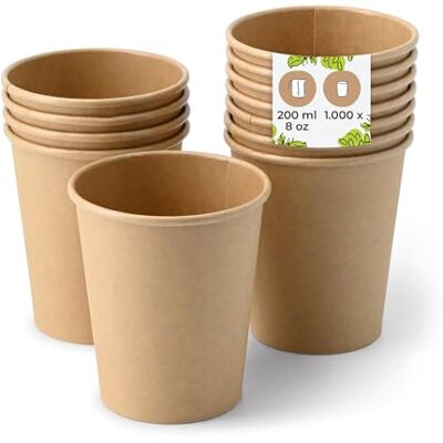 BIOZOYG 1000 Stück Kaffeebecher Pappbecher 200ml / 8 oz Ø 80 mm braun Einwegbecher plastikfrei Becher aus nachhaltiger Forstwirtschaft Kaffeebecher Einweg BIOZOYG 1000 Stück Kaffeebecher Pappbecher 200ml / 8 oz Ø 80 mm braun Einwegbecher plastikfrei Becher aus nachhaltiger Forstwirtschaft Kaffeebecher Einweg