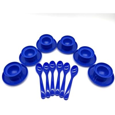 Kimmel 6 Stück Eierbecher mit Löffel im Set Frühstücksset Kunststoff Farbe blau, Eierbecherset Kimmel 6 Stück Eierbecher mit Löffel im Set Frühstücksset Kunststoff Farbe blau, Eierbecherset
