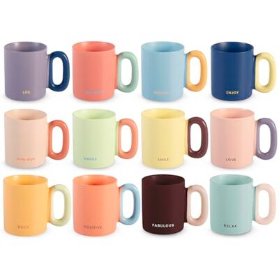 H&H Set 12 Mug Pastel Glow In New Bone China Colori Assortiti Cc 360 H&H Set 12 Mug Pastel Glow In New Bone China Colori Assortiti Cc 360