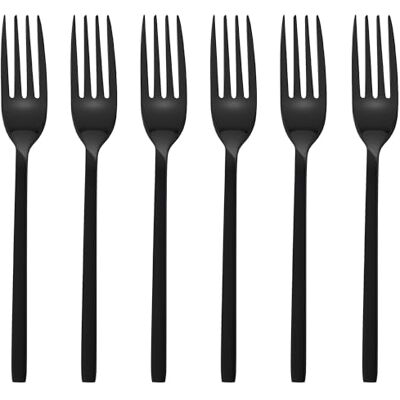 GRÄWE Kuchengabeln 6er Set, Dessertgabeln, kleine Gablen, Spülmaschinengeeignet, Dessertbesteck, Kuchenbesteck, Tortengabel, 6 Personen, Edelstahl, Schwarz, Serie Lissabon GRÄWE Kuchengabeln 6er Set, Dessertgabeln, kleine Gablen, Spülmaschinengeeignet, Dessertbesteck, Kuchenbesteck, Tortengabel, 6 Personen, Edelstahl, Schwarz, Serie Lissabon