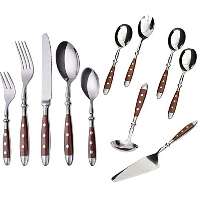 GRÄWE Besteckset, Nürnberg, 36-teilig, 6 Personen, Edelstahl, brauner Griff, rustikal, schwere Qualität, spülmaschinengeeignet, handpoliert GRÄWE Besteckset, Nürnberg, 36-teilig, 6 Personen, Edelstahl, brauner Griff, rustikal, schwere Qualität, spülmaschinengeeignet, handpoliert