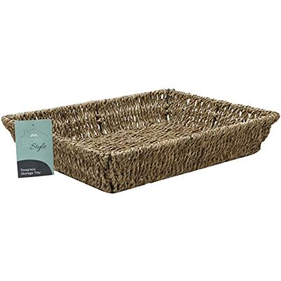JVL Rechteckiges Aufbewahrungstablett aus Seegras, 33 x 25 x 6 cm JVL Rechteckiges Aufbewahrungstablett aus Seegras, 33 x 25 x 6 cm