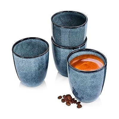 Sänger Tasse ohne Henkel Darwin 4 tlg, Kaffee Gläser 4 Personen, Steingut Kaffee Becher, Kaffeebecher ohne Henkel Handmade, Mokka Tassen Set, Kaffeebecher Set Blau 300 ml Sänger Tasse ohne Henkel Darwin 4 tlg, Kaffee Gläser 4 Personen, Steingut Kaffee Becher, Kaffeebecher ohne Henkel Handmade, Mokka Tassen Set, Kaffeebecher Set Blau 300 ml