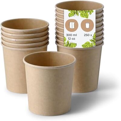 BIOZOYG Suppenbecher to go 250 Stück 300 ml / 12 oz, Ø 90 mm, braun Suppenschüsseln Einweg Einweggeschirr Alternative zur Plastikschüssel To go Becher, Suppe, Soup Bowl BIOZOYG Suppenbecher to go 250 Stück 300 ml / 12 oz, Ø 90 mm, braun Suppenschüsseln Einweg Einweggeschirr Alternative zur Plastikschüssel To go Becher, Suppe, Soup Bowl