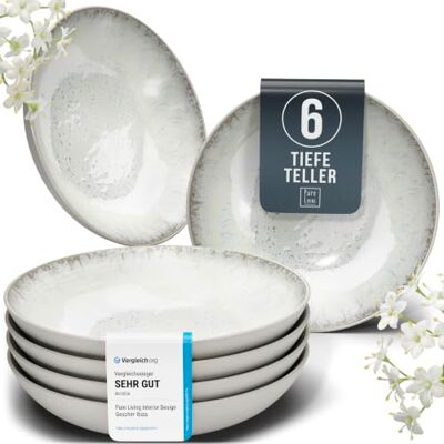 Steingut Suppenteller 6 Personen Ibiza TESTSIEGER, Traumhaftes Mediterranes Steingut Tiefe Teller Set, Pasta Teller Tief Groß Pure Living in Beige Steingut Suppenteller 6 Personen Ibiza TESTSIEGER, Traumhaftes Mediterranes Steingut Tiefe Teller Set, Pasta Teller Tief Groß Pure Living in Beige