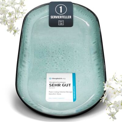 Steingut Servier Teller Groß Ibiza TESTSIEGER, Traumhafte Mediterrane Steingut Servierplatte, Serving Plate Oval, Servierteller Groß Pure Living in Salbeigrün Steingut Servier Teller Groß Ibiza TESTSIEGER, Traumhafte Mediterrane Steingut Servierplatte, Serving Plate Oval, Servierteller Groß Pure Living in Salbeigrün