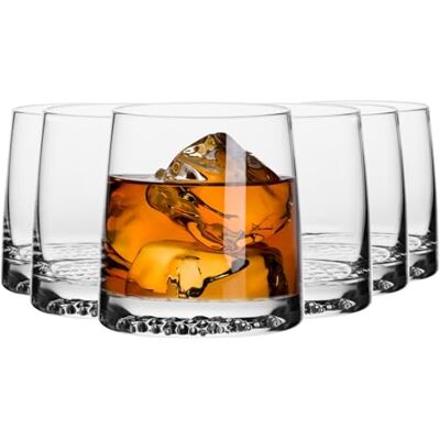 Krosno Whisky Gläser 6er Set, 370 ml, Fjord Kollektion Whiskey Gläser, Bleifreies Kristallglas, skulpturierter Boden, hohe Transparenz, Spülmaschinenfest, elegante Verarbeitung Krosno Whisky Gläser 6er Set, 370 ml, Fjord Kollektion Whiskey Gläser, Bleifreies Kristallglas, skulpturierter Boden, hohe Transparenz, Spülmaschinenfest, elegante Verarbeitung