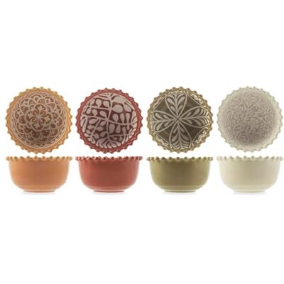 H&H Set 4 Ciotoline Winter Garden In Porcellana Cm 12 H&H Set 4 Ciotoline Winter Garden In Porcellana Cm 12