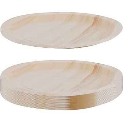 GRÄWE Einwegteller Set Runde Holz Teller, 25 Stück, 24 cm Stabile Partyteller für 25 Personen, stabilier als Pappteller Ideal als Partygeschirr und Einweggeschirr GRÄWE Einwegteller Set Runde Holz Teller, 25 Stück, 24 cm Stabile Partyteller für 25 Personen, stabilier als Pappteller Ideal als Partygeschirr und Einweggeschirr