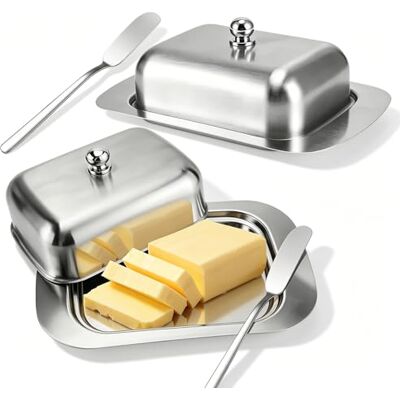 QYRDBGY 2 Stück Butterdose Edelstahl, Butterglocke Butterschale mit Deckel Butter Dish Butterbehälter Buttergefäß Butterplatte Käsebrotbox für Butter Desserts Käse (18,5x12,2x6,7cm) QYRDBGY 2 Stück Butterdose Edelstahl, Butterglocke Butterschale mit Deckel Butter Dish Butterbehälter Buttergefäß Butterplatte Käsebrotbox für Butter Desserts Käse (18,5x12,2x6,7cm)