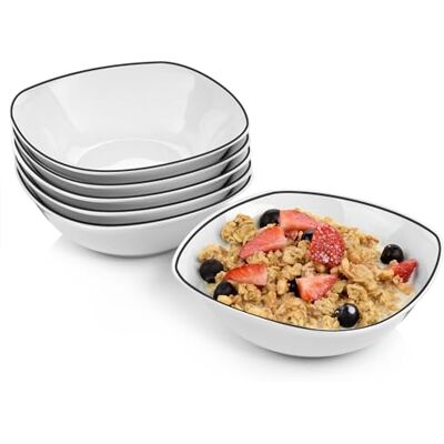 Sänger Müslischalen Bilgola Black Rim 6 tlg, Müsli Schüssel Set 6 Personen, Porzellan Bowl Schüssel, Schale Spülmaschinenfest, Müsli Schale mit Schwarzen Aktzenten 300 ml Sänger Müslischalen Bilgola Black Rim 6 tlg, Müsli Schüssel Set 6 Personen, Porzellan Bowl Schüssel, Schale Spülmaschinenfest, Müsli Schale mit Schwarzen Aktzenten 300 ml