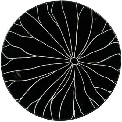GENEVIEVE LETHU 539091 Dessertteller, Durchmesser 20 cm, aus Steingut, Schwarz – Kollektion Dahlia Noir – Lotusdekor GENEVIEVE LETHU 539091 Dessertteller, Durchmesser 20 cm, aus Steingut, Schwarz – Kollektion Dahlia Noir – Lotusdekor