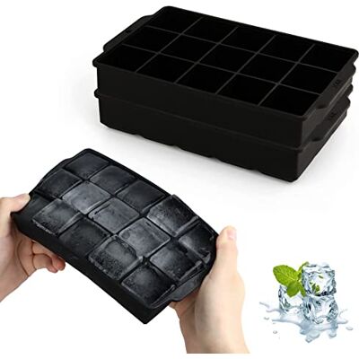 JOPHEK Eiswürfelform, 2 Stück 30 Fach Silikon Eiswürfelschale, Große Quadratische Eiswürfel 3.5cm für Cocktails Whisky Wein Obst Fruchtpürees Eiscreme Eistee (Schwarz+Schwarz) JOPHEK Eiswürfelform, 2 Stück 30 Fach Silikon Eiswürfelschale, Große Quadratische Eiswürfel 3.5cm für Cocktails Whisky Wein Obst Fruchtpürees Eiscreme Eistee (Schwarz+Schwarz)
