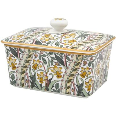 The Leonardo Collection Wm. Morris Narzissen-Butterdose Keramik-Butterbehälter, florales Kunstwerk, langlebige Oberfläche, leicht zu reinigen, Tisch-Servierer The Leonardo Collection Wm. Morris Narzissen-Butterdose Keramik-Butterbehälter, florales Kunstwerk, langlebige Oberfläche, leicht zu reinigen, Tisch-Servierer