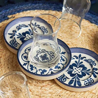 KARACA 153.03.06.7766 Tea Set, Steingut, Zeher Blue KARACA 153.03.06.7766 Tea Set, Steingut, Zeher Blue