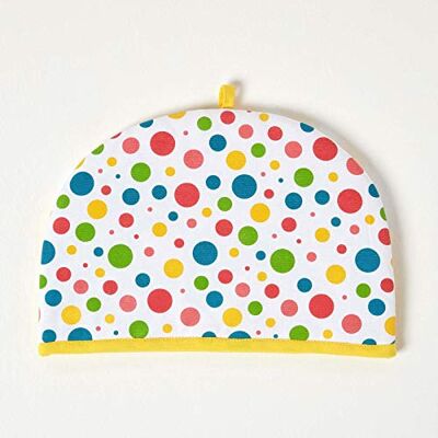 Homescapes Tea Cosy, Kannenwärmer bunt gepunktet, Teewärmer aus Baumwolle, isolierende Haube für Teekanne, Abdeckung für Tee- und Kaffeekannen Homescapes Tea Cosy, Kannenwärmer bunt gepunktet, Teewärmer aus Baumwolle, isolierende Haube für Teekanne, Abdeckung für Tee- und Kaffeekannen