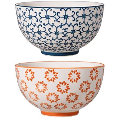 Bloomingville Schalen Kristina, orange saphirblau, Keramik, 2er Set Bloomingville Schalen Kristina, orange saphirblau, Keramik, 2er Set