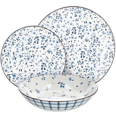 Tognana Cottage, 18-teiliges Geschirrset für 6 Personen, Porzellan, Blau Tognana Cottage, 18-teiliges Geschirrset für 6 Personen, Porzellan, Blau